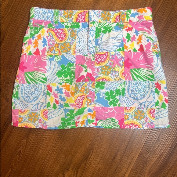 Lilly Pulitzer Girls Patchwork Print Skirt Pink Green Blue Multicolor Size 10 - Picture 1 of 5